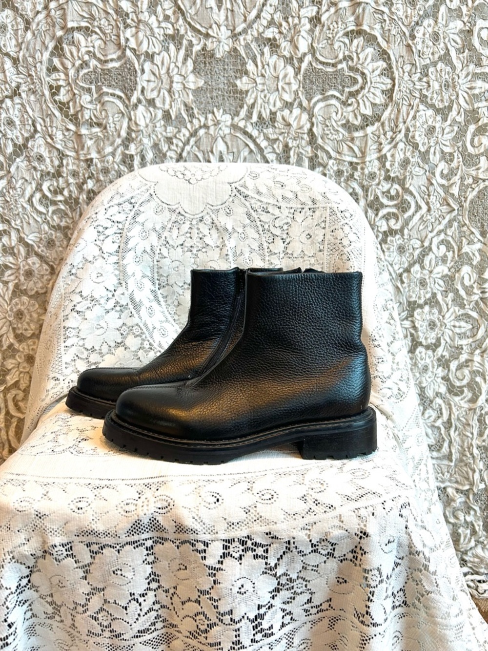 Rachel Comey Black Leather Combat Moto Boots